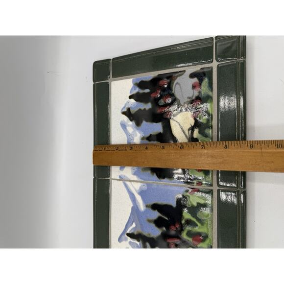 Paul Lewing Handcrafted Art Tile Mountain Forest Scene Framed Seattle 12”x8” - Picture 4 of 4